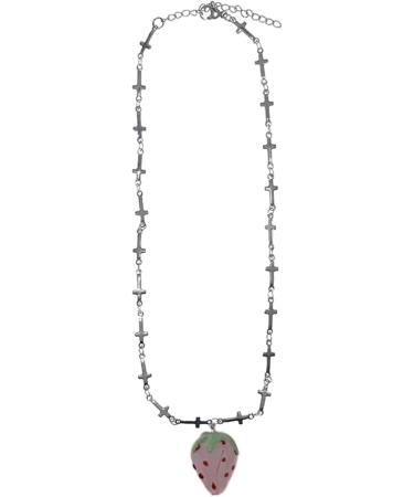 Oralgo's Adjustable Strawberry Cross Choker Chain - Allergy-Free Jewelry for Women & Girls | Stylish Glaze & Alloy Design - Buy Online on GoSupps.com