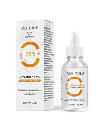 25% Vitamin C Serum for Skin  Facial Serum With Hyaluronic Acid and Vitamin E  Dark spot Treatment  Anti-Aging  Anti-Winkle  1FL OZ