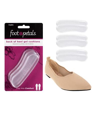 Foot Petals womens Gel - 3 Pr Back of Heel Comfort Shoe Insert  Gel  One Size US