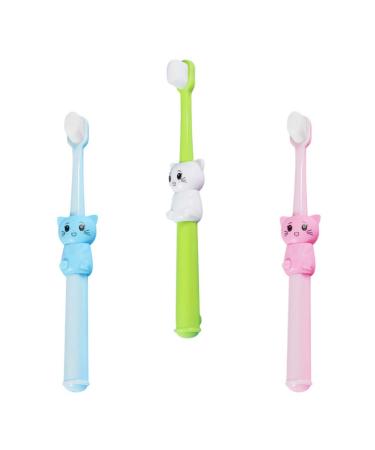 Healifty 3pcs Kids Toothbrushes Cartoon Cat Toddlers Toothbrushes Bristle Toothbrushes for Kids and Children - Buy Online on GoSupps.com