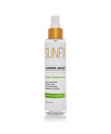NEW SunFX Ultra Hydrating Facial Tanning Mist for face & body (4floz) - Hyaluronic Acid - Vegan - Cruelty-Free - Long Lasting Self Tanner (Cooling Cucumber)