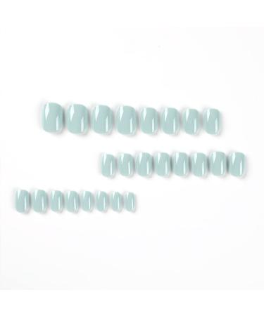 Buy Kxamelie Saga Green Feder Nails - Cute Pure Color Press-On Acrylic Nails for Small Hands | Full Cover Various Sizes - Buy Online on GoSupps.com