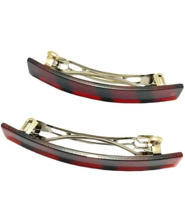 French Design 8CM Large Rectangular Hair Barrette Clips - 2pcs Brown | Elegant Women's Hair Accessories - Buy Online on GoSupps.com