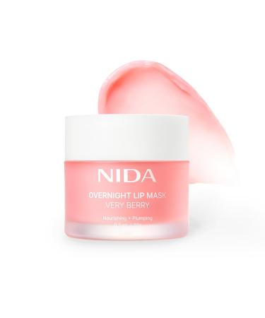 NIDA Overnight Lip Mask - Very Berry | Intense Hydration & Plumping Sleeping Mask for Dry Chapped Lips | 0.7 oz. 20g
