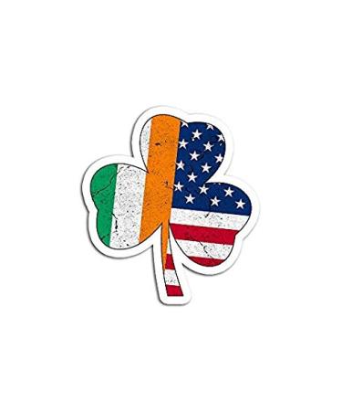 Shamrock Ireland USA Irish American Flag - Sticker Graphic - Auto, Wall, Laptop, Cell, Truck Sticker for Windows, Cars, Trucks