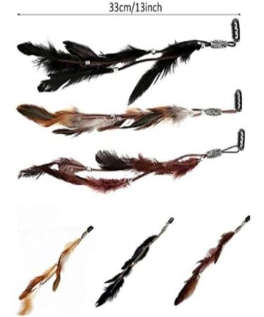 Generse Feather Hair Clips Boho Hippie Feather Hair Extensions Indian Headdress for Women and Girls (3 Pieces) - Buy Online on GoSupps.com