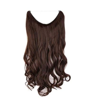 SEGO Hair Part Extensions with Invisible Wire Hair Extension 1 Tresse Hair Hair Dinner Welly Medium Brown Wavy-20 "(50cm) -90g