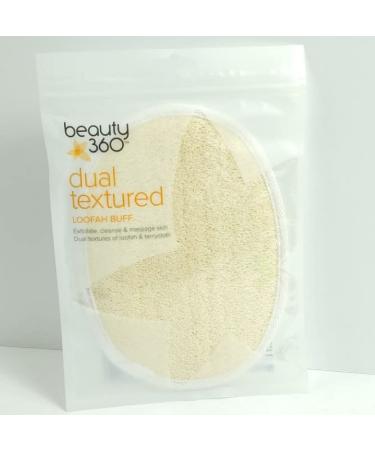 Beauty 360 Dual Textured LOOFAH Terrycloth Buff EXFOLIATE Cleanse Massage