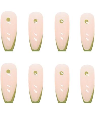 Justotry 24 Pcs Long Tender Green French Press on Nails for Women - Ballerina Stick on Nails with Glue for Nail Art Decoration - Buy Online on GoSupps.com