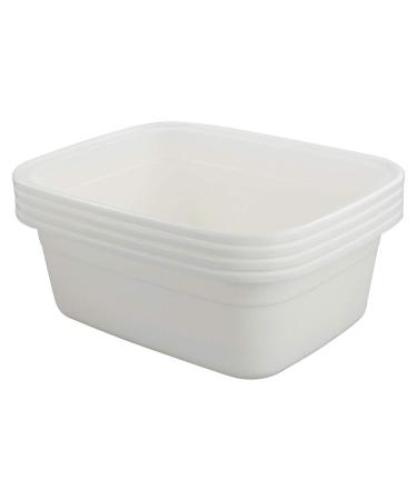 Lesbin 12 Quart Plastic Wash Basin, 4 Pack Dish Pan, White