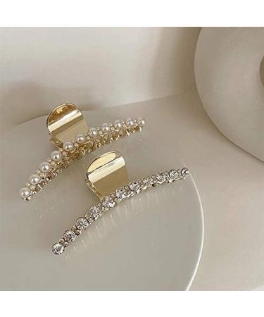 Shark clip hair claws 1PC 2021 Korea Elegant Crystal Imitation Pearl Women Hair Claws Hairpin Crab Metal Geometric Hair Clips Barrettes (Color : B) (Color : B) - Buy Online on GoSupps.com