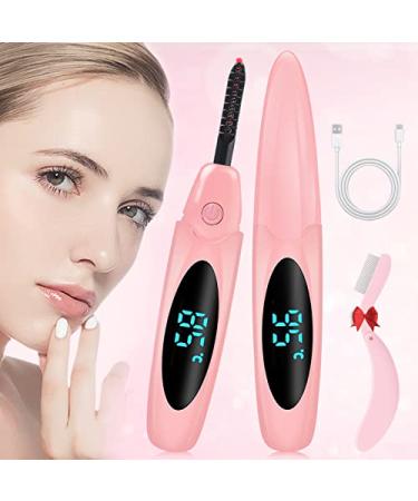 Heated Eyelash Curlers Heated Lash Curler with Comb Electric Eyelash Curler 3 Temperature Settings Anti-Burn USB Rechargeable Natural Curling 24H Long Lasting Light Pink 6.4"*2.5" Light Pink
