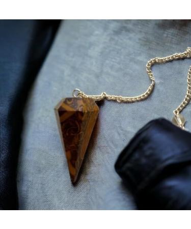 Shop Calligraphy Jaspis Crystal Pendulum - Vintage Hexagonal Natural Stone for Radiesthesia Chakra Reiki & Meditation - Buy Online on GoSupps.com