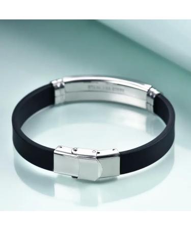 Engraved Stainless Steel Men's Bracelet - Casual Style with Silicone Band - Perfect Gift for Him - Buy Online on GoSupps.com