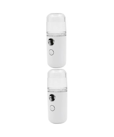Baluue 2 Pcs Portable Humidifier Nano Mist Sprayer Clipper Guard Holder Mini Facial Sprayer Lash Tool White 10cmX4cmx2pcs