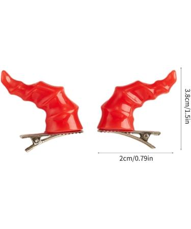 xbiez 1pair Devil Horn Shape Hairpins Hot Girls Goth Duckbills Hair Clip Halloween Goth Ponytail Braids Hair Clip for Woman Red - Buy Online on GoSupps.com