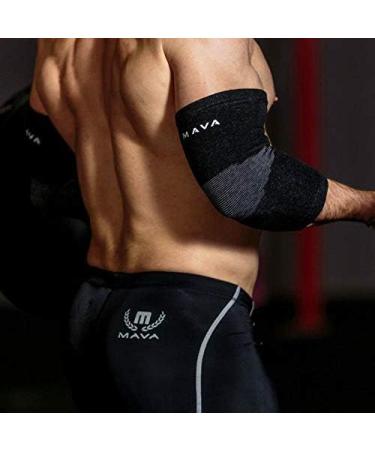 Mava Sports Bamboo Elbow Sleeve - Compression Support for Tendonitis & Elbow Pain Relief - Black (Large) - Buy Online on GoSupps.com