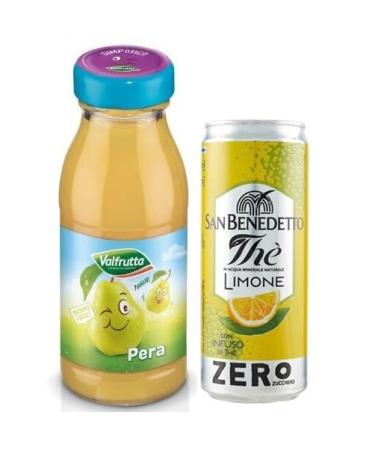 Valfrutta Succhi di Frutta Pera Lot de 48 jus de fruits avec poires italiennes boisson sans alcool 125 ml + 1 bo te de th glac San Benedetto au citron sans sucre 330 ml