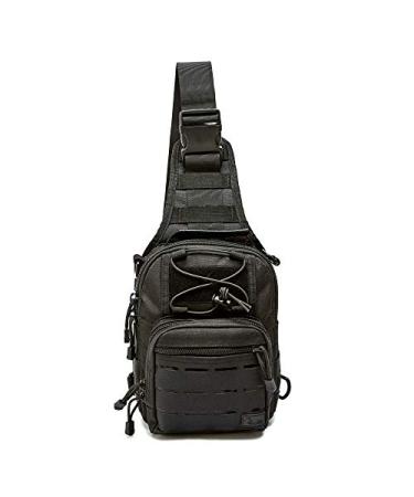 WOLF TACTICAL Compact EDC Sling Bag - Concealed Carry Shoulder Bag for Range, Travel, Hiking, Outdoor Sports Black