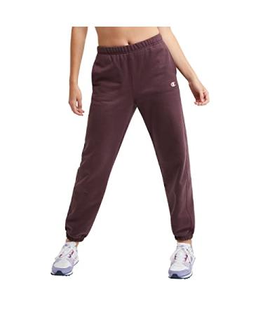 Champion Women's Reverse Weave Oversized Joggers, Womens Joggers, Womens Cotton Sweatpants, 30" Medium Black Plum C Logo