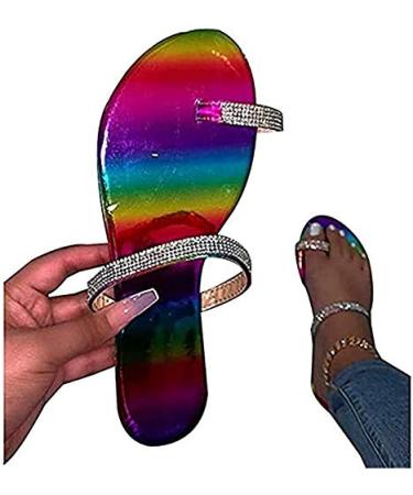 Creev sandals for women plateau crystal comfortable plateau sandals summer beach travel shoes sandals women's flip-flops (multicolored 2 42 EU) multicolor 2 37 EU