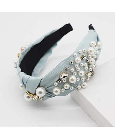 QTMY Light Blue Pearl Rhinestone Headband for Women - Elegant Hair Hoop Accessory and Jewelry - Buy Online on GoSupps.com