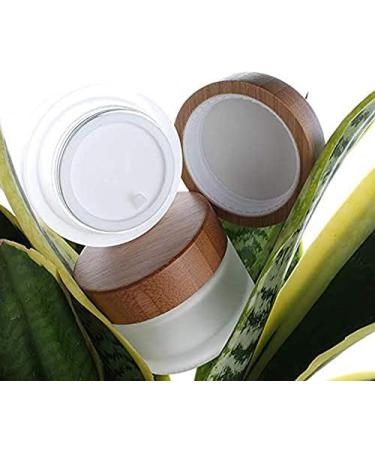 50g 50ml Frosted Glass Cream Jar Cosmetic Container with Inner Liners and Natural Bamboo lids Refillable Straight Sided Glass Cosmetic Jars Travel Toiletries Bottle Sample Jars for Lotion Cream - Buy Online on GoSupps.com