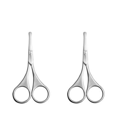 2PCS Nose Hair Scissors Stainless Steel Nose Scissors Nose Rounded Tip Scissors Eyebrow Scissors for Trimming Nasal Hair Grooming Eyebrows Ear Hair and Beards