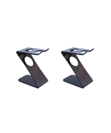 2 x Z-shaped plastic stand for hairdressing salon brush shaving utensils black set of 2 (black)
