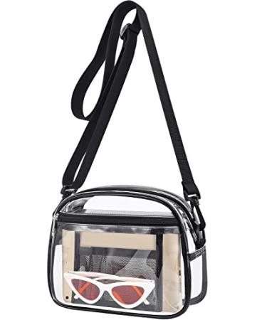 Busiuw Clear Bag Clear Crossbody Bag Stadium Approved, Clear Stadium Bag 12x12x6 for Women with Adjustbale Strap for Concerts Sports Events Festivals