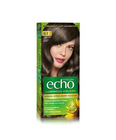 ECHO Permanent Hair Color Kit With Natural Sunflower and Olive Extracts 60ml (6.1 Dark Ash Blonde)