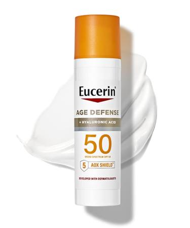 Eucerin Sun Age Defense SPF 50 Face Sunscreen Lotion with Hyaluronic Acid  Facial Sunscreen with 5 Antioxidants  2.5 Fl Oz Bottle (Color: White)