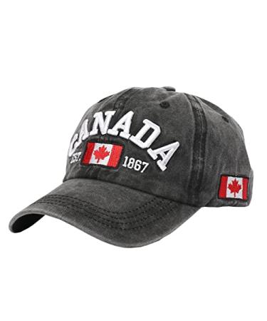 Foetest Adjustable Cap Cotton Hat Baseball Cap Canada Cap Hat Flag Cap Casual Headwear Embroidery Black