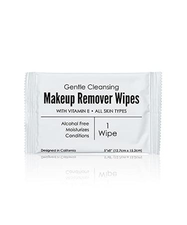 World Amenities - Bulk Makeup Remover Wipes | 50 Count | Individually Wrapped, Gentle Cleansing, Alcohol Free - All Skin Types - Vitamin E - 100% Recyclable, Hotel Travel Size Toiletries 1 Count (Pack of 50)
