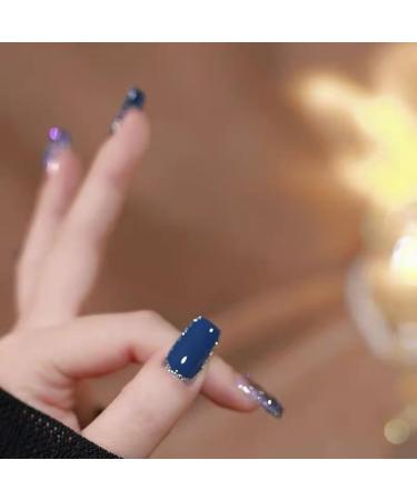 24Pcs/Set Press On Nails Haze Blue Glass Broken Diamond Long Style False Nails Acrylic Fake Nails Full Cover Nails Tips Artificial Finger Manicure Press on nails for Women and Girls - Buy Online on GoSupps.com