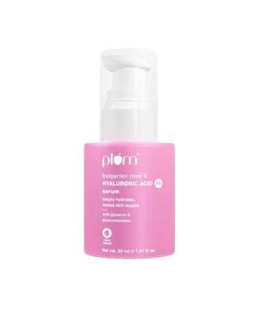 Plum 2% Hyaluronic Acid Serum with Bulgarian Rose |Hydration for Skin | Daily Use Face Serum | For All Skin Types | Fragrance-Free 1.01 Fl Oz