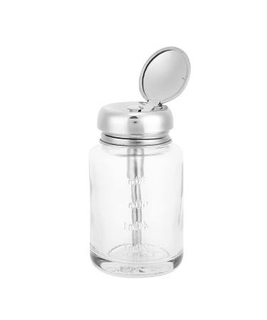 Nail Art Remover Dispenser Nail Polish Remover Glass Bottle Easy To Use Gel Polish Pump Dispenser 80ml One Touch Clear Glass Bottle for Manicure Store Beauty Salon Salon Shop Home(Press the bottle)