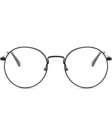 ALWAYSUV Retro Metal Frame Round Mirror Glasses | Classic Black Clear Lens Decorative Eyewear for Men & Women - Buy Online on GoSupps.com