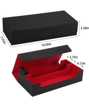 Scimi Premium Trading Card Storage Box - Holds 800+ Sleeved Cards - for MTG, YuGiOh, Uno, Pokemon, Sport Cards - with Mat Case and Strong Magnet Closure - Black & Red - Buy Online on GoSupps.com