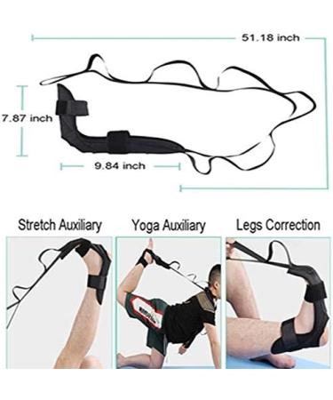 EOM Yoga Stretch Strap Leg Stretcher - Foot Stretching Belt with Loops for Rehabilitation & Gymnastics - Black - Buy Online on GoSupps.com