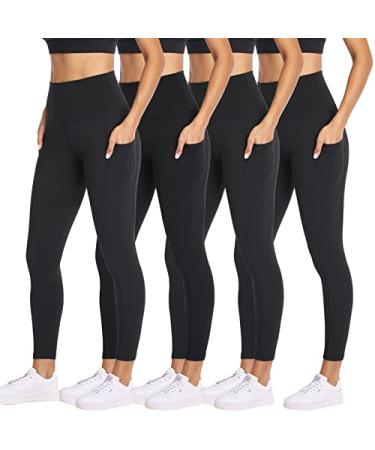 NexiEpoch 4 Pack Leggings for Women with Pockets- High Waisted Tummy Control for Workout Running Yoga Pants Reg & Plus Size 1#black*4 Large-X-Large