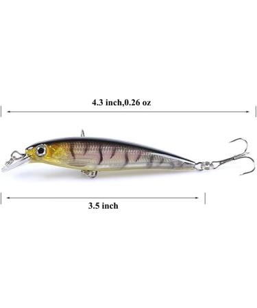 8pcs Fishing Minnow Lures and Crank Baits , as Sinking Jerkbait Lures or  Diving fishing Lures and Hard Lures, Fishing Plugs and Hard Swimbaits or  Topwater Baits for Salmon Redfish Trout BassWalleye-29