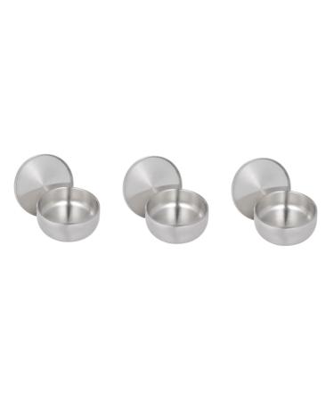 Minkissy 3 pieces of bowls for razor cups for men also suitable as a gift for razors - wonderfully useful Salon bathroom men shave shave 11x11x6.5cmx3pcs silverx3stk