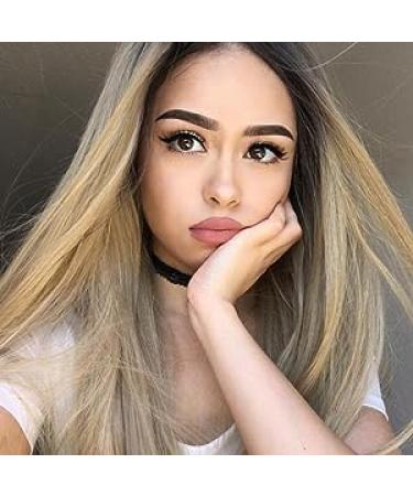 Fashion Ombre Blonde Synthetic Lace Front Wigs for Women | Dark Roots Body Wave Hair | Heat Resistant Fiber | Xiweiya Drag Queen Wig - Buy Online on GoSupps.com