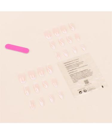 24Pcs/Set Press On Nails Medium Length White Lnes False Nails Acrylic Fake Nails Full Cover Nails Tips Artificial Finger Manicure Press on nails for Women and Girls - Buy Online on GoSupps.com