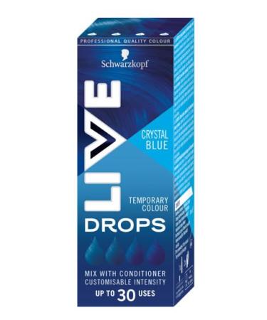 Schwarzkopf LIVE Drops Crystal Blue Temporary Hair Color up to 30 Uses Pack of 1 30 ml