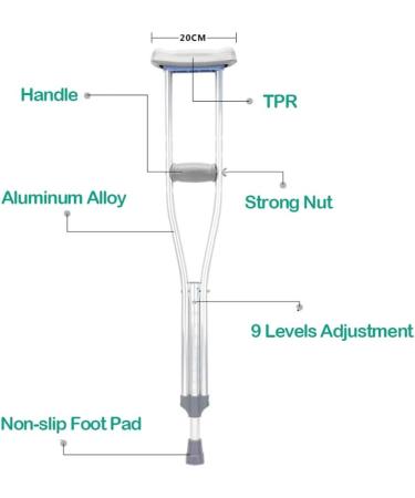 LINYUES Crutches for Adults Underarm Aluminum Adult Underarm Crutches Lightweight Medical Adult Crutches for Walkingdjustable Crutches for Youth/Adults/Tall Adults Great for Travel or Work A 112132 cm - Buy Online on GoSupps.com