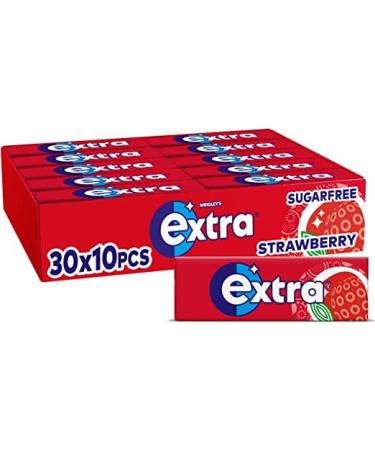 Extra Chewing Gum Sugar Free Strawberry Flavour 30 Packs of 10 Pieces Strawberry 30 Count (Pack of 1)