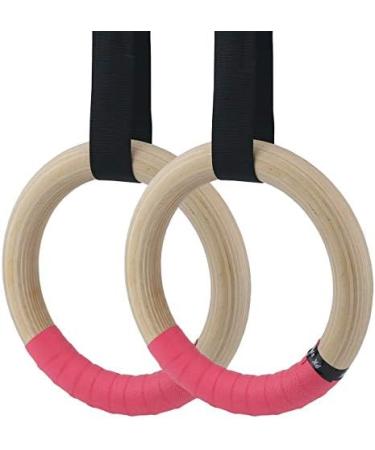 Sunnyglade Wood Gymnastics Rings Set with Adjustable Straps - Full Body Strength Training Equipment for Home/Gym - Includes Hand Tapes - Buy Online on GoSupps.com