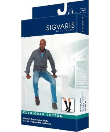 Sigvaris Men's Cushioned Cotton Knee High Sport Socks 20-30Mmhg Long Length X-Large Long White